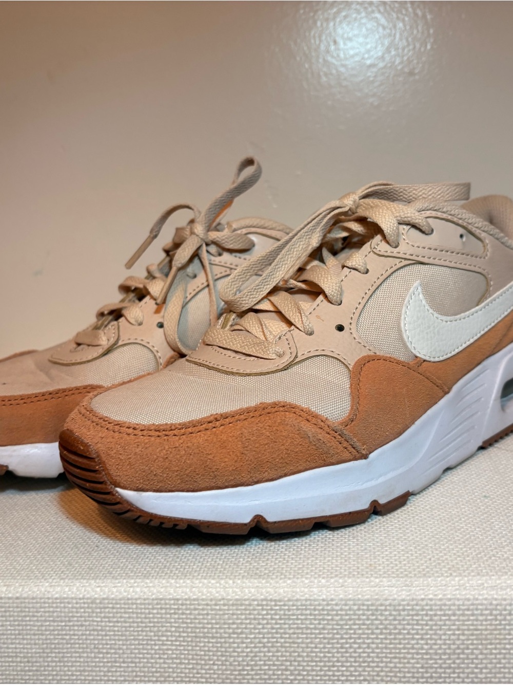 Nike Tan & Brown Suede Panel Running Shoes